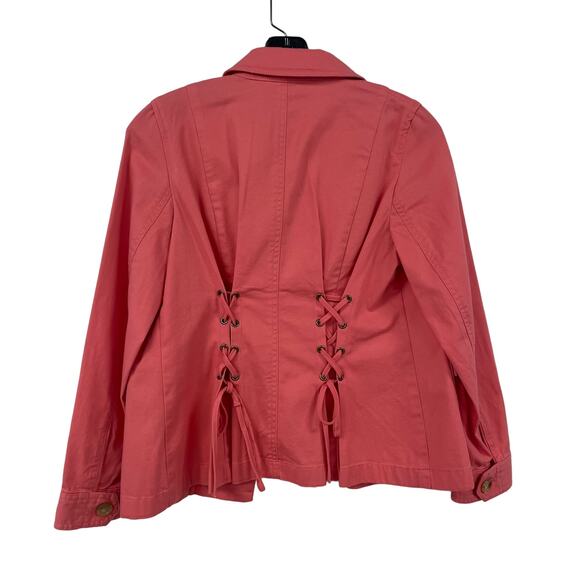 Talbots Button Front Coral Utility Jacket Womens Petite XS - Picture 7 of 8